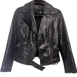 Express Black Genuine Leather Women's Motorcycle Jacket